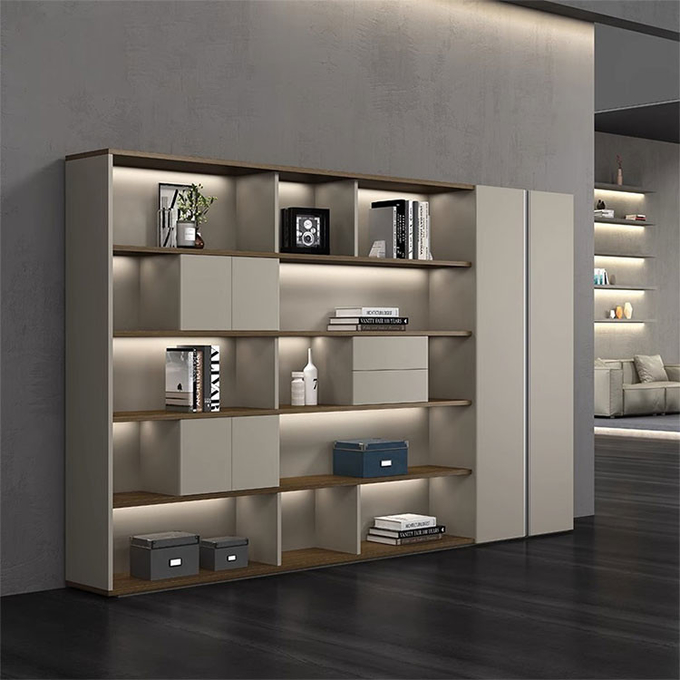 Modern Wooden Particle Board Office Storage File Cabinet with Large Capacity Drawers