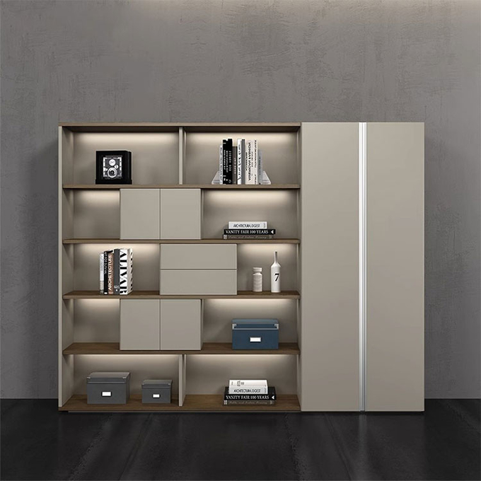 Modern Wooden Particle Board Office Storage File Cabinet with Large Capacity Drawers