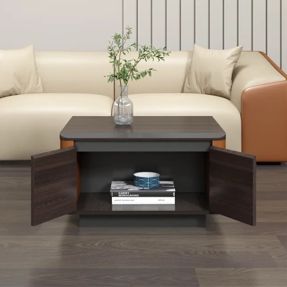 Minimalist Custom Made Wooden Square Shape Storage Living Room Luxury Modern Coffee Table