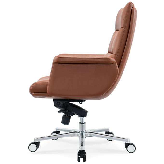 Ergonomic Office Chair Flexible Chrome Wheel Convenient Swivel Leather PU Boss Manager Staff Chair Modern Revolving Massage