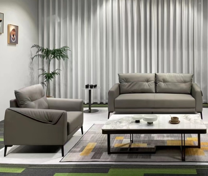 Modern Office Double Reception Leather Sofa Set High Resilience Sponge Top-quality Leather Ideal for Business Meetings