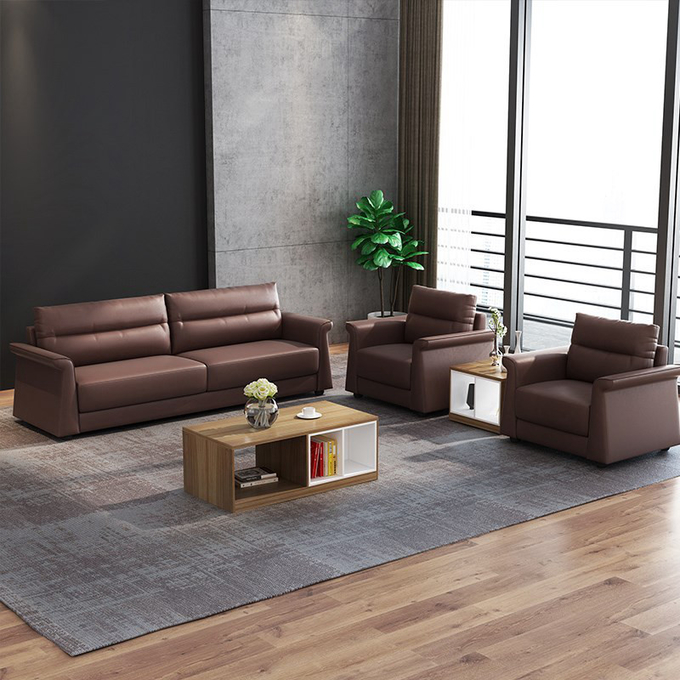 Office Furniture Commercial Office Reception Sofa Set Luxury Leather Sofa Italian Sectional Sofa Office Room Hall Waiting Couch