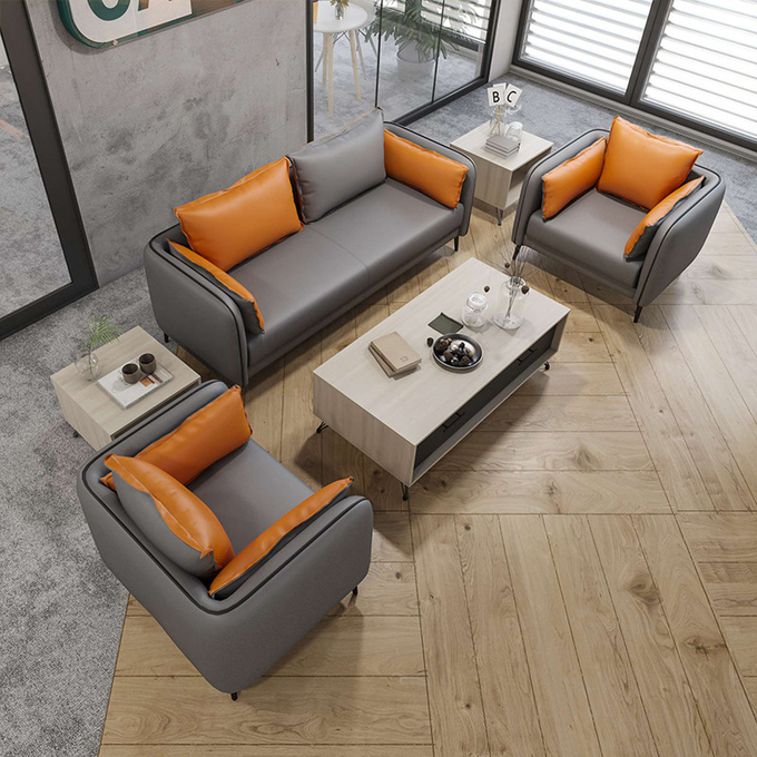 Less Simple Commercial Office Furniture Grey 3 Seated Offical Office Officefurnituresofa Sofa Leather Sofa Set Modern Small Sofa