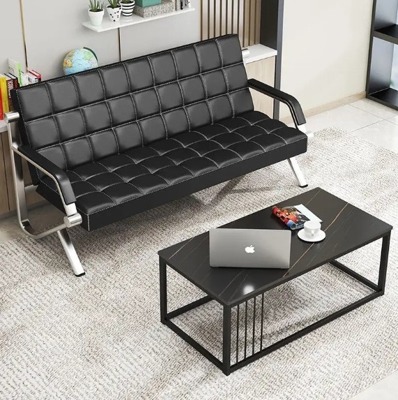 Modern Beauty Spa Salon Waiting Room Sofa Comfort 3 Seater Office Sofa Leather Reception Sofa Couch